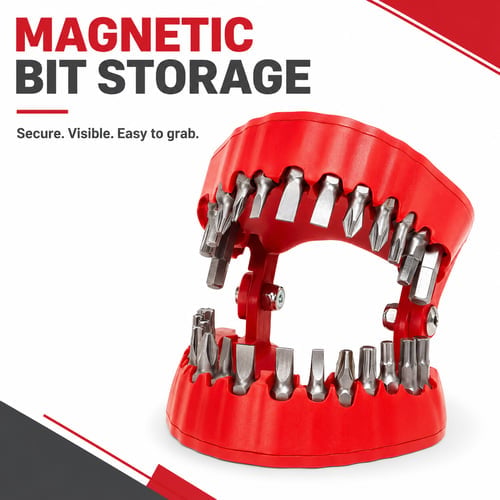 28-Piece Denture-Shaped Screwdriver Bit Set with Stubby Handle