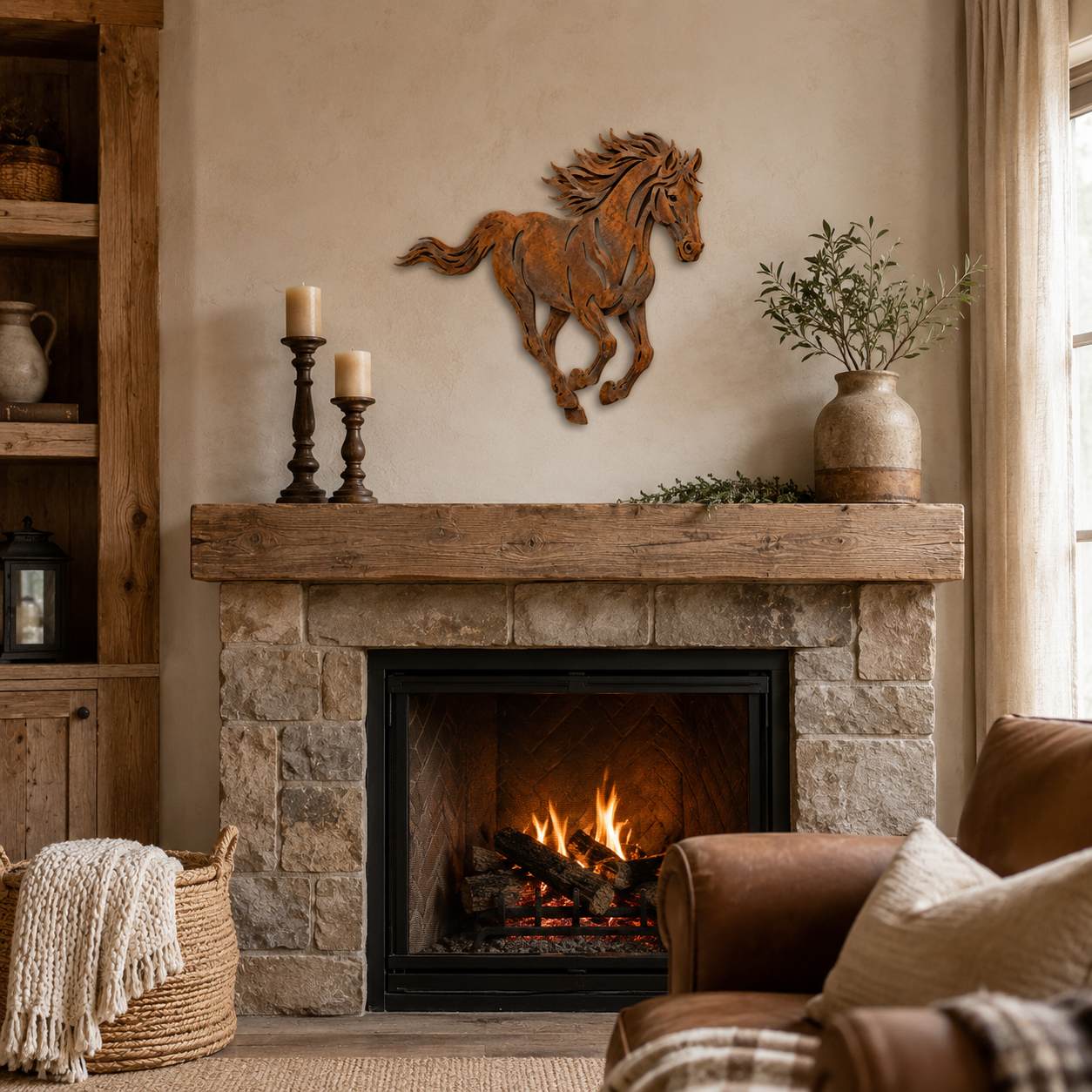 Rustic Running Horse Metal Wall Decor
