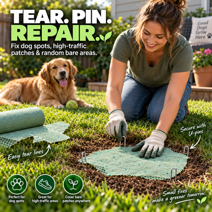 Repair dog spots, high-traffic areas and bare lawn patches