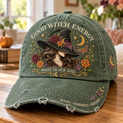 🔥Last Day 50% OFF 🌙 Good Witch Energy Floral Witch Baseball Cap