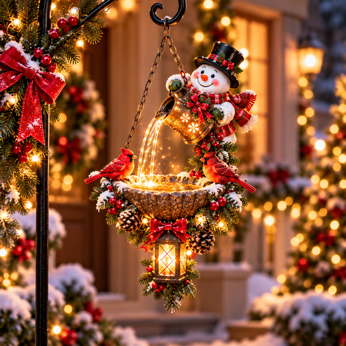 🔥Last Day 50% OFF-🎄 Santa’s Magical Light Pour – Cardinal Christmas Hanging Garden Lantern