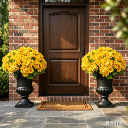 🌼Artificial Outdoor Sunset Mums Flowers - UV resistant, Waterproof, Windproof