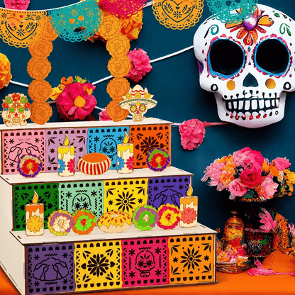 Day of the Dead Wooden Altar Display Set | 💕Death is not the end of life, forgetting is