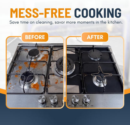 🍳♻️ Reusable Gas Stove Burner Liners – 4PCS Trimmable Non-Stick Stovetop Protectors
