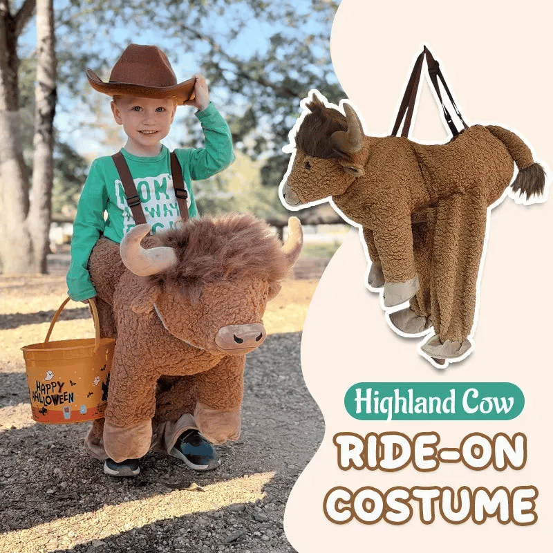 Plush Bull Rider Ride‑On Kids Costume, Adjustable Harness Toddler Halloween Outfit