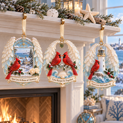 Cardinal & Angel Wing Memorial Ornaments