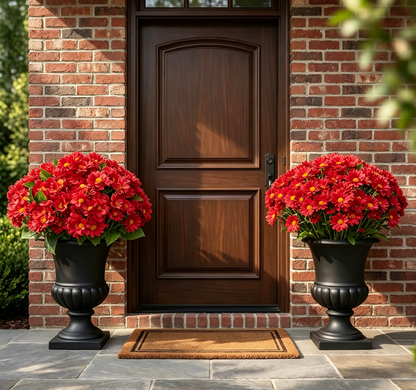 🌼Artificial Outdoor Sunset Mums Flowers - UV resistant, Waterproof, Windproof