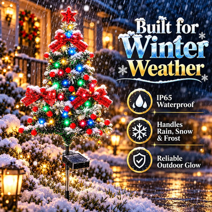 Solar Cedar Christmas Tree Lights| Festive Outdoor Holiday Decor