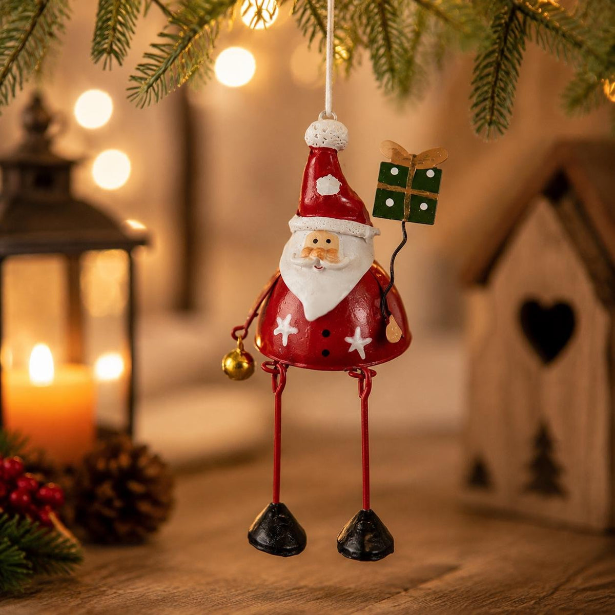🌲✨ Hand-Painted Metal Dangling Leg Christmas Ornaments