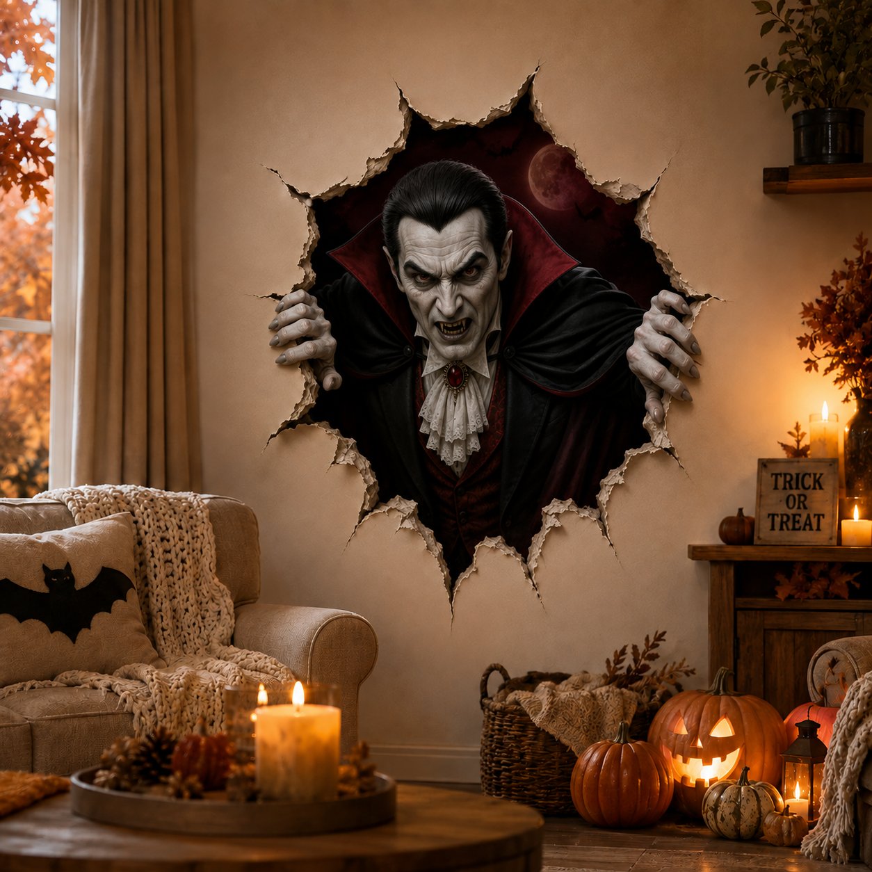 Halloween Witch Break-In 3D Wall Decal