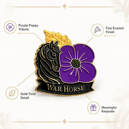 🎁 Limited Edition War Horse Purple Poppy 111th Anniversary Remembrance Brooch