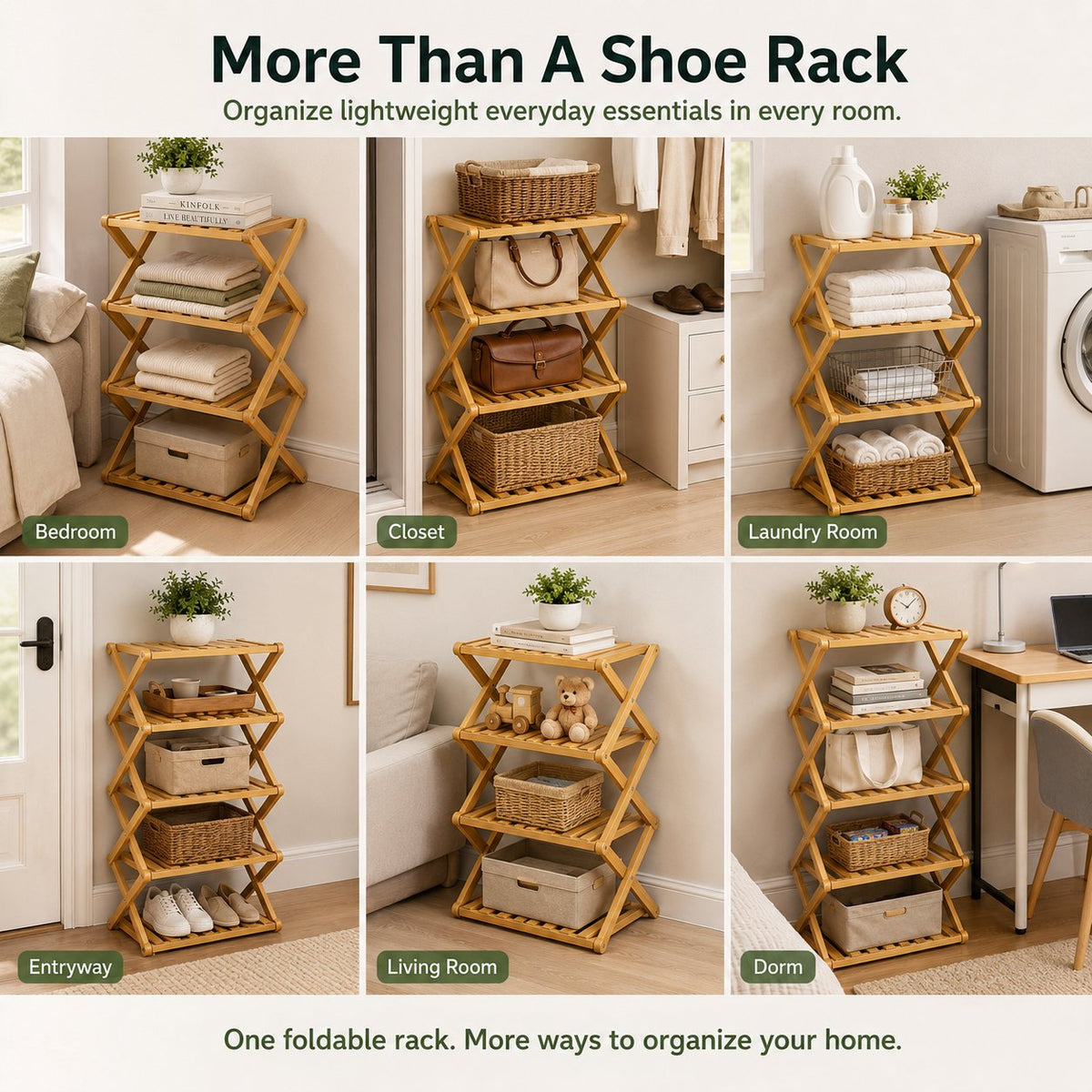 🔥Buy 2 Get 20% OFF🔥Foldable Bamboo Accordion Shoe Rack