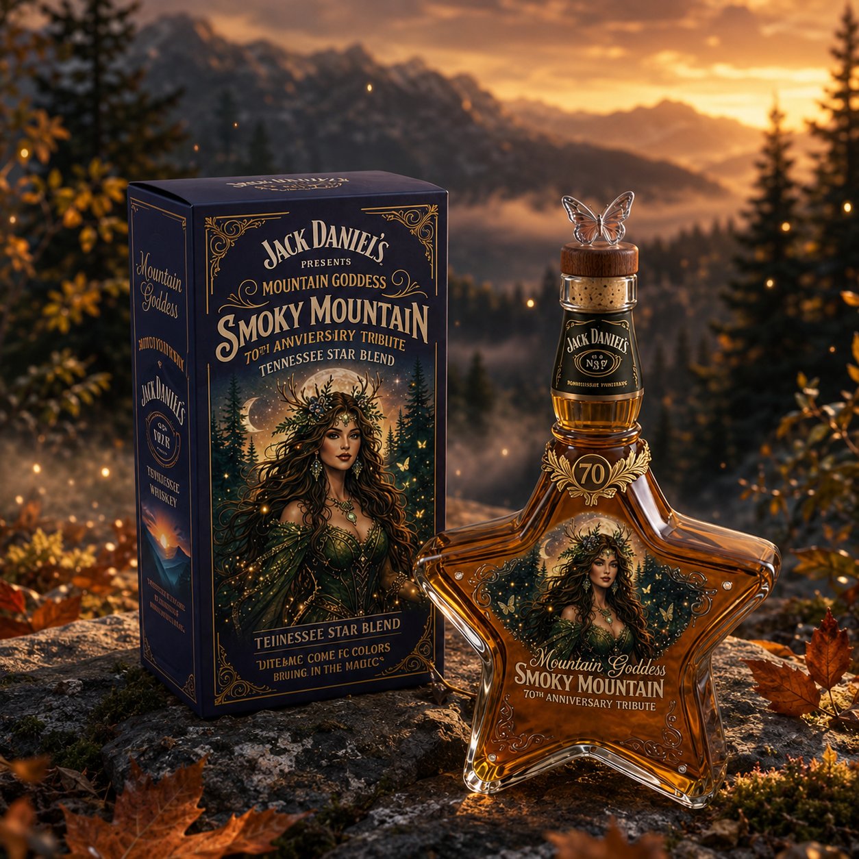 🌄🥃The Mountain Goddess Star-Shaped Decanter: Smoky Mountain Tribute Edition