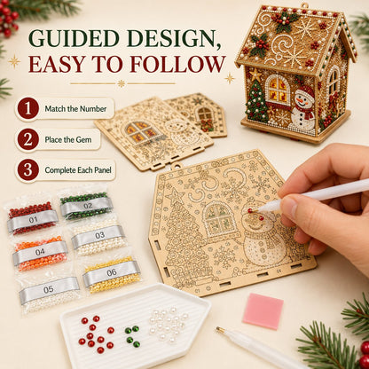 🎄 DIY 3D Jeweled Wooden Christmas Cottage Kit ✈️ Buy 2+ Get Free Shipping