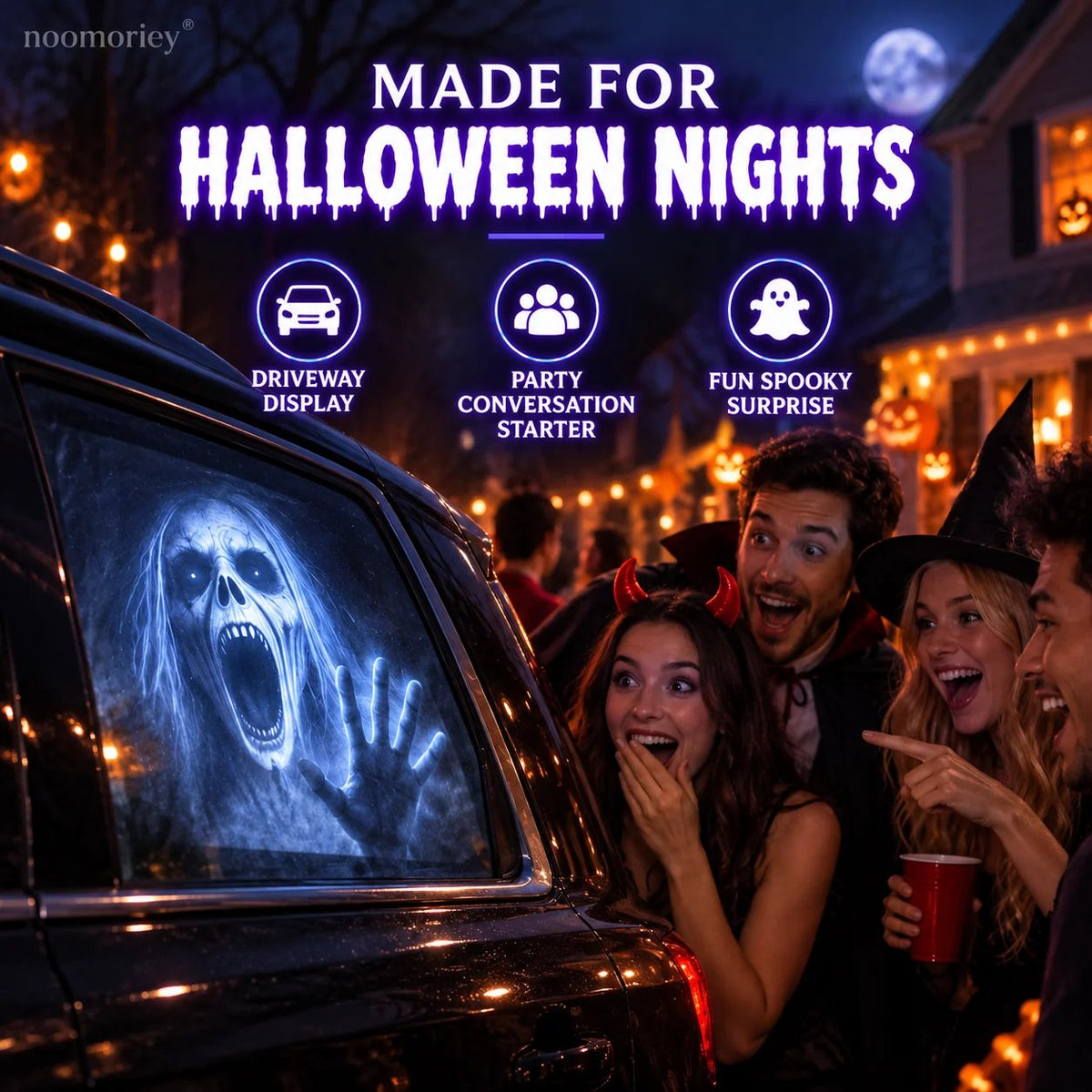 🎃 Halloween-Fensterprojektor ✨ 16 gruselige Filme – USB-betriebene Halloween-Dekoration