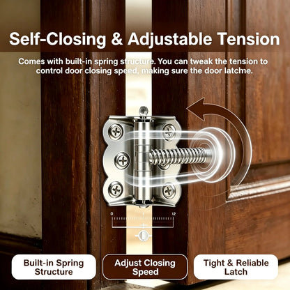 ⚙️Adjustable Self-Closing Spring Door Hinges