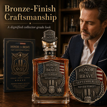 Honor the Brave Relief Decanter & Emblem – Hero Commemorative Ornament for Home Bar Display