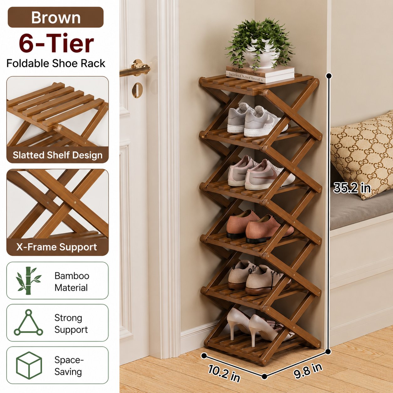 🔥Buy 2 Get 20% OFF🔥Foldable Bamboo Accordion Shoe Rack