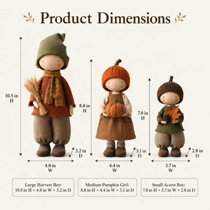 Set of 3 Rustic Fall Harvest Doll Figurines