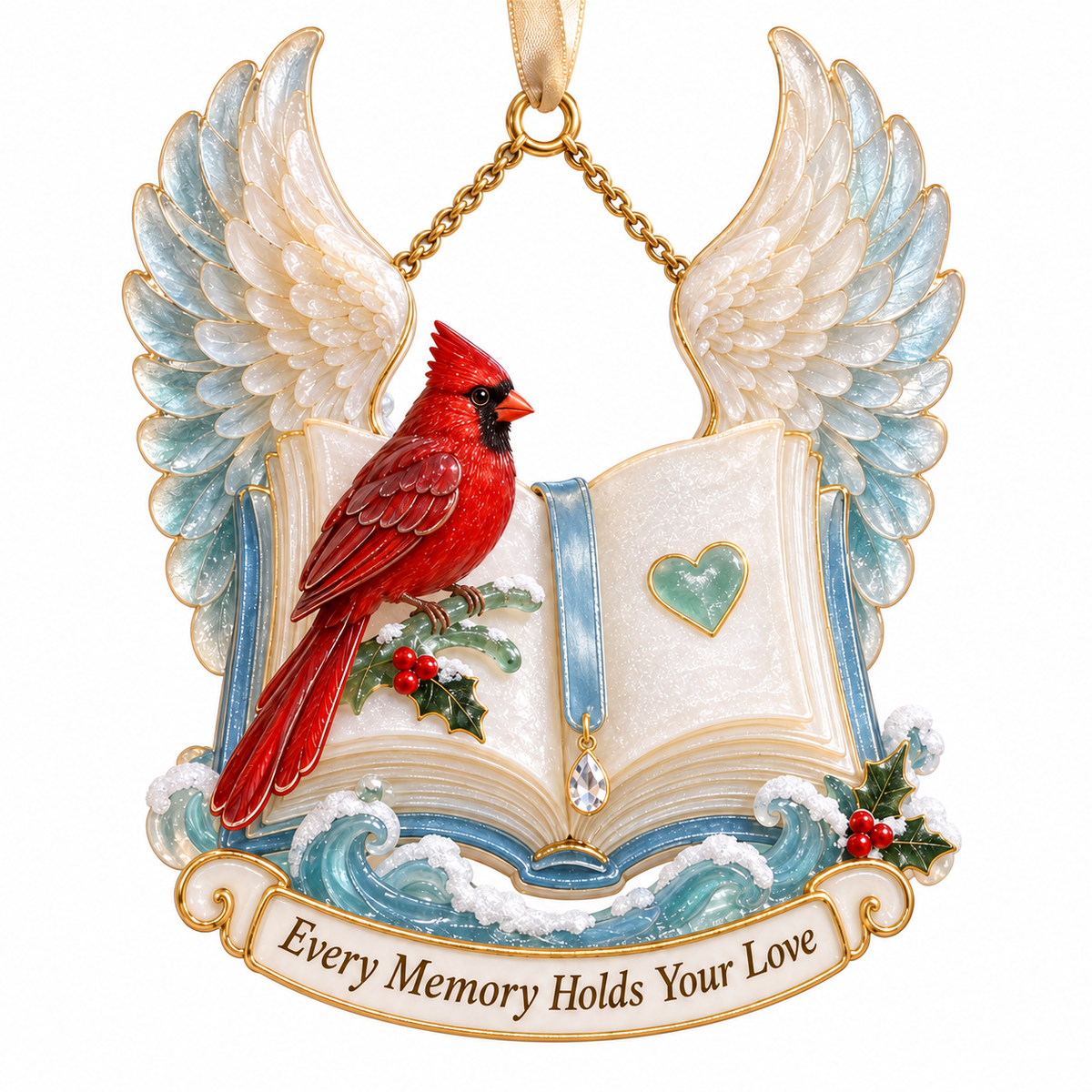 Cardinal & Angel Wing Memorial Ornaments