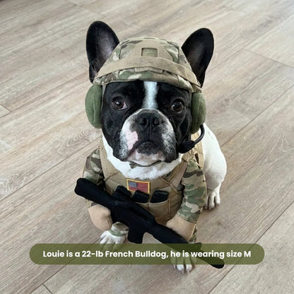 🔥Funny Tactical Soldier Pet Costume – Front-Facing Military Uniform for Dogs & Cats