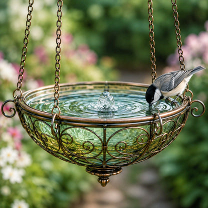 🌈 Stained Glass Hot Air Balloon Bird Feeder Fountain🐦