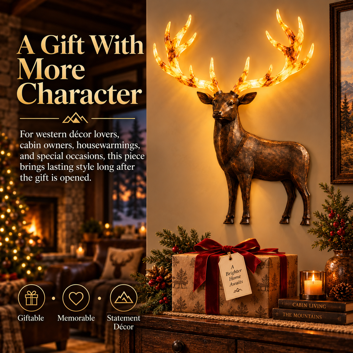 💥 Hot-Selling Half-Price Deal ✨ Light-Up Longhorn Wall Sculpture, Rustic Western-Style LED Wall Decor🎁