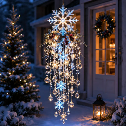 ✨❄️Crystal Cascade Christmas Light™ – Hanging Snowflake & Crystal LED Porch Décor