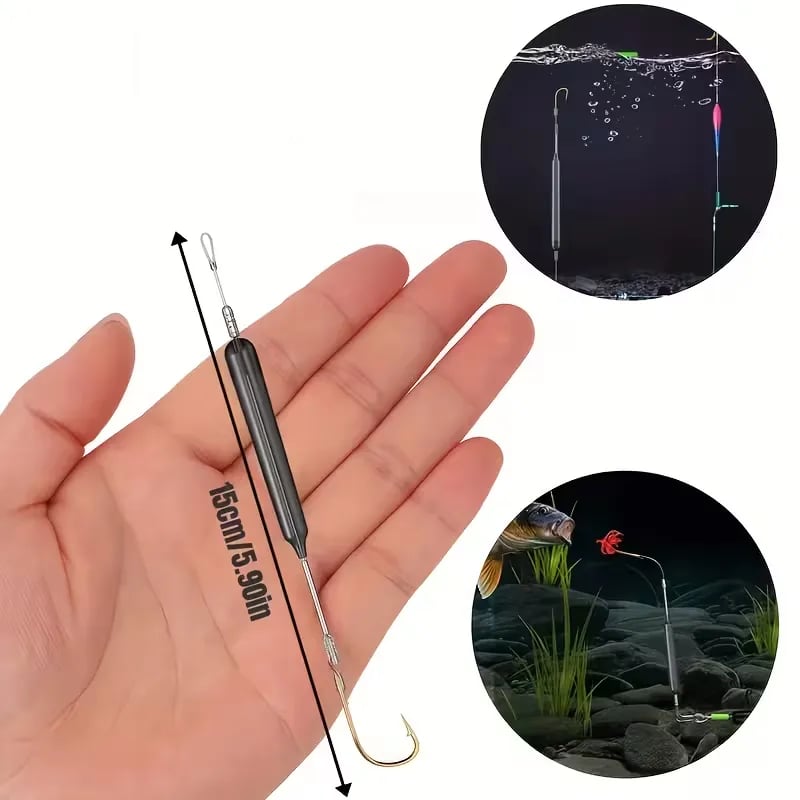 🎣🐟 Ready-to-Fish Floating Bottom Rig Set – 5 Anti-Snag Hook Leaders for Easier Fishing