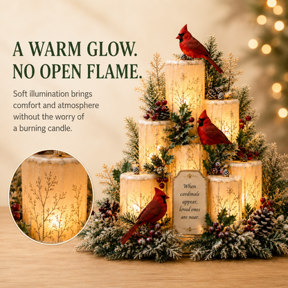 🌹Cardinal Memorial LED Candle Centerpiece
