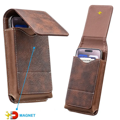 🔥Waist Belt Cell Phone Pouch 📱 Multi-Pocket Leather Holster with Card Holder