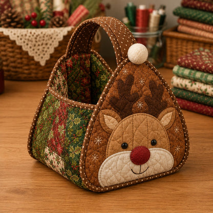 🎄🧺 Cozy Christmas Quilted Basket – DIY Sewing Project or Ready-Made Holiday Storage