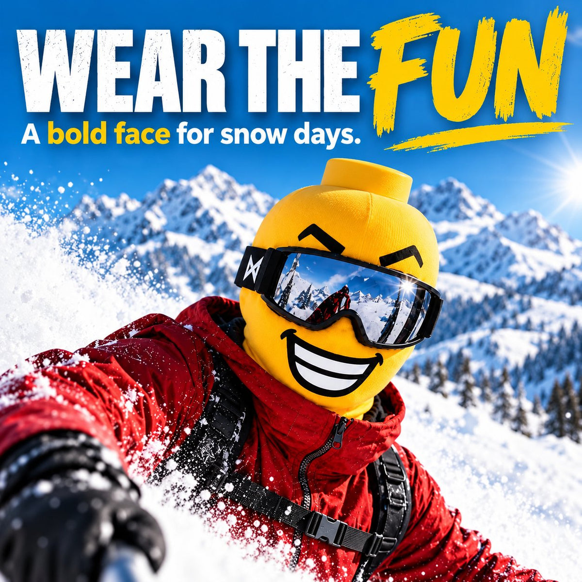 🏂😎 Funny Face Ski Mask | Yellow Expression Balaclava