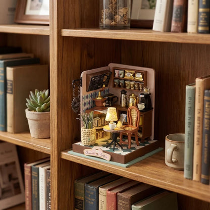 ☕✨ Cozy DIY Miniature Coffee Shop Kit – 95+ Pieces with Warm LED Light