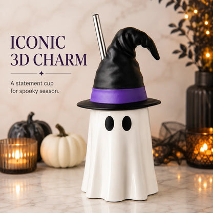 👻🧙 Spooky Witch-Hat Ghost Tumbler