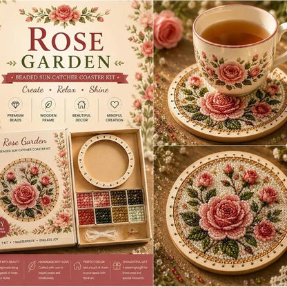 🧵💖 DIY Handmade Floral Beaded Coaster Kit – Relax, Create & Decorate Your Home