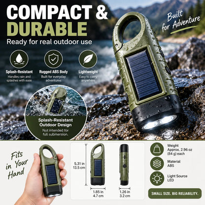 🔥HOT SALE🔥Solar Hand Crank Emergency Flashlights – USB-C Rechargeable Outdoor Lights