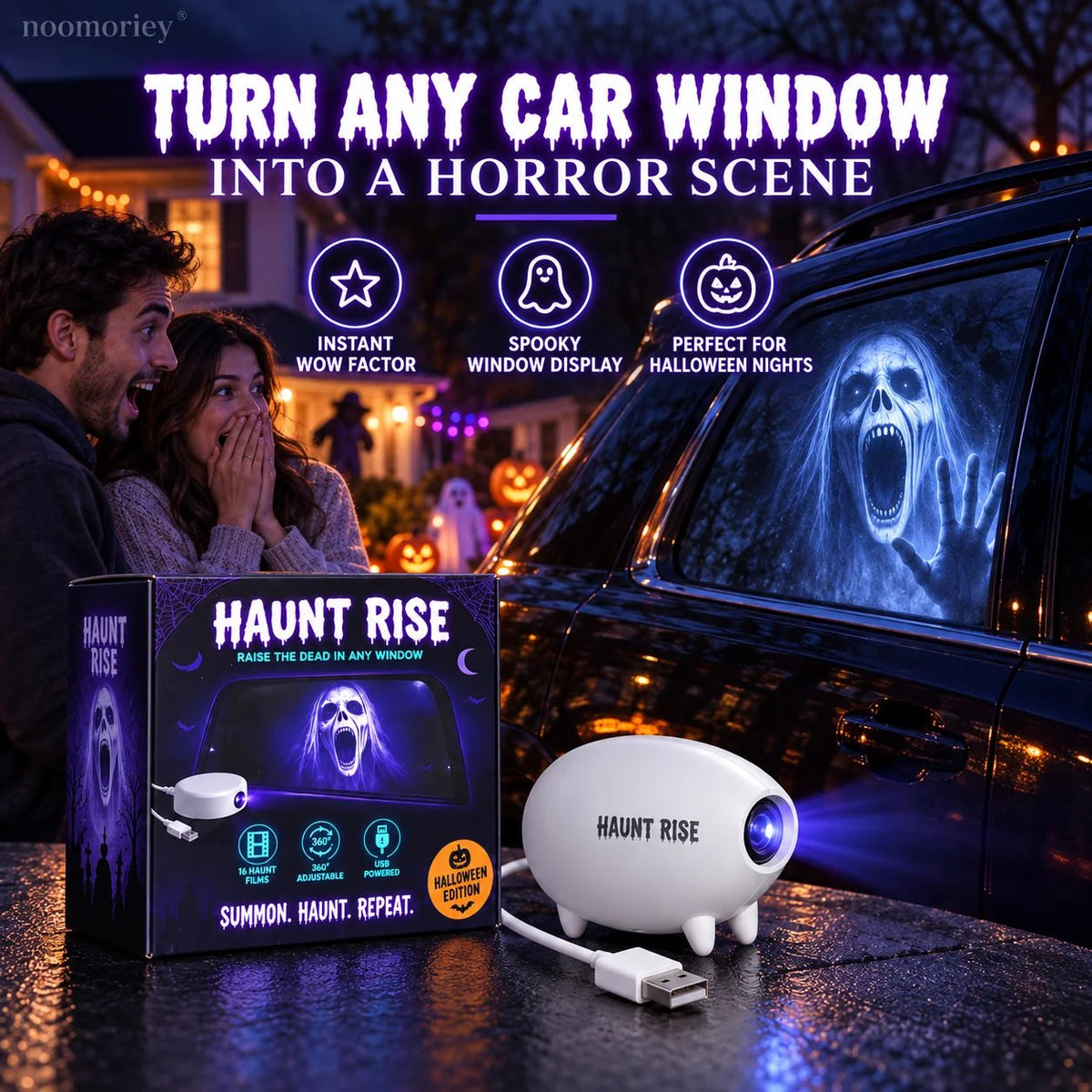 🎃 Halloween-Fensterprojektor ✨ 16 gruselige Filme – USB-betriebene Halloween-Dekoration