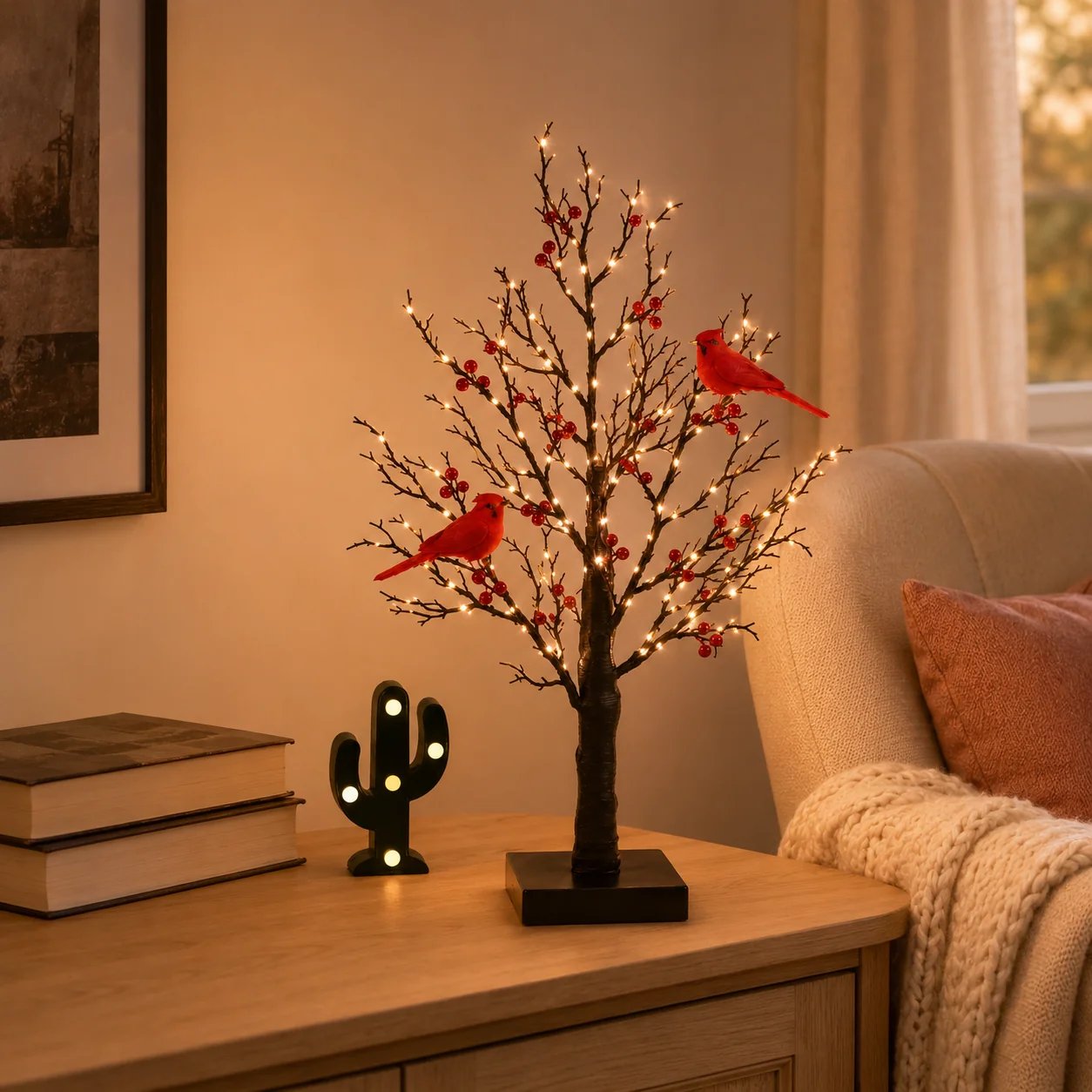 🎉✨ 2026 Vintage Glowing Cardinal Tree