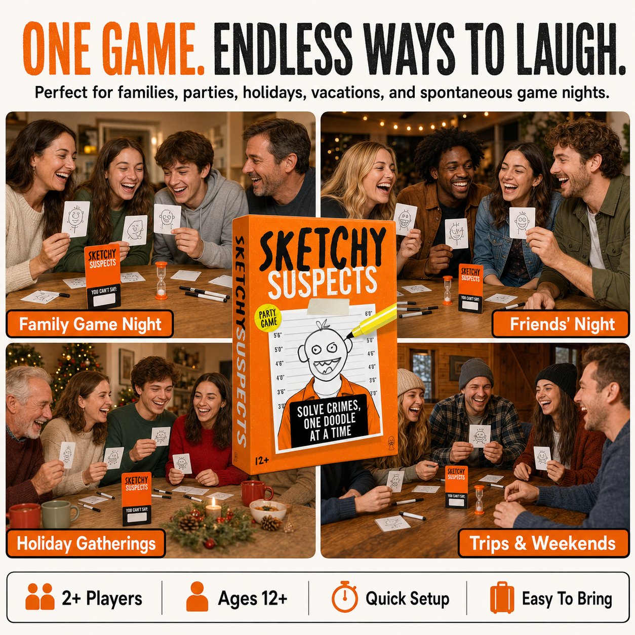 🔥 LAST DAY 49% OFF – 🚨 Sketchy SuspectsTM Police Sketch Party Game | Hilarious Drawing & Guessing Game for Ages 12+, 2+ Players, Family Nights & Parties ✏️😂