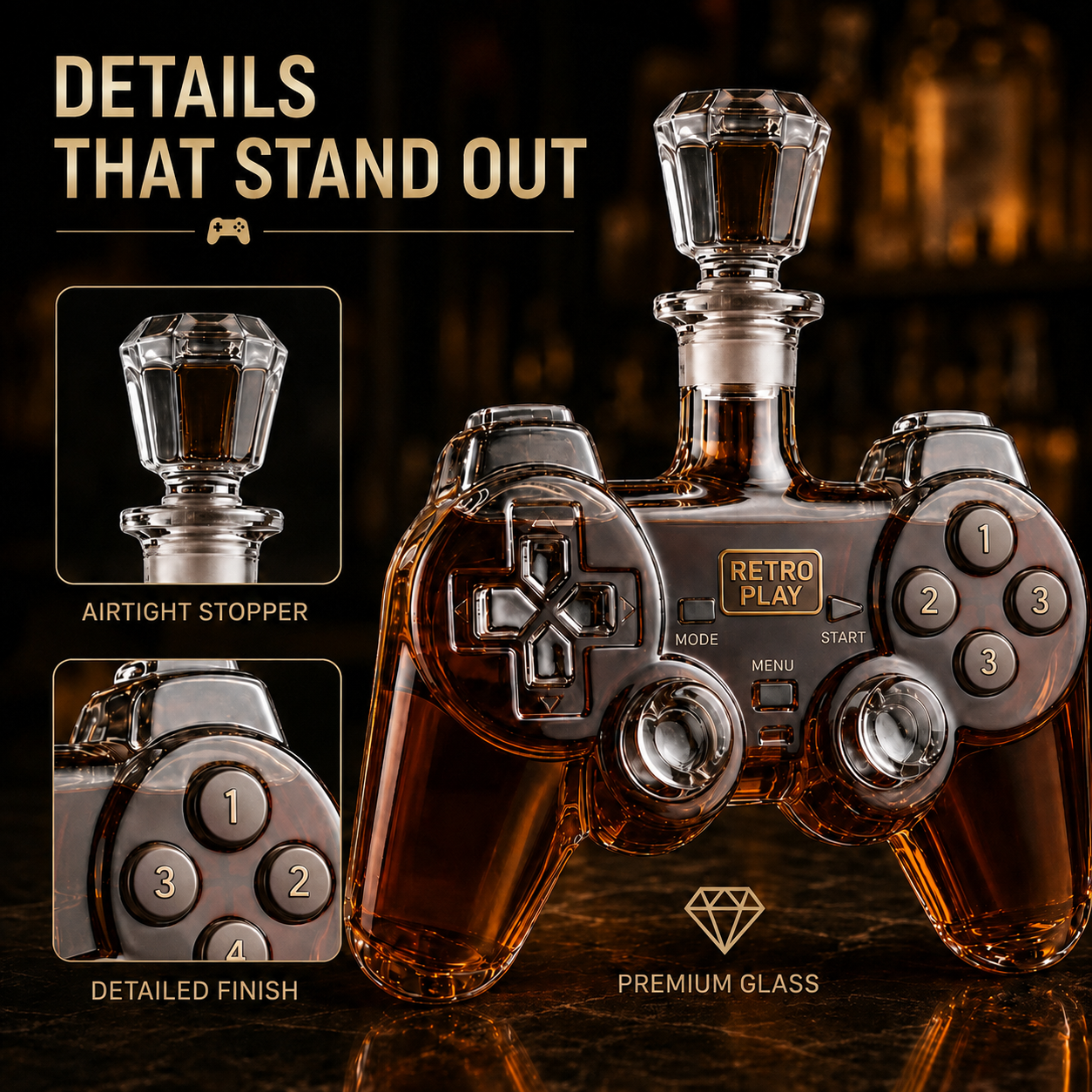 🎮 Retro Gaming Controller Whiskey Decanter – A Legendary Pour for Game Night 🥃