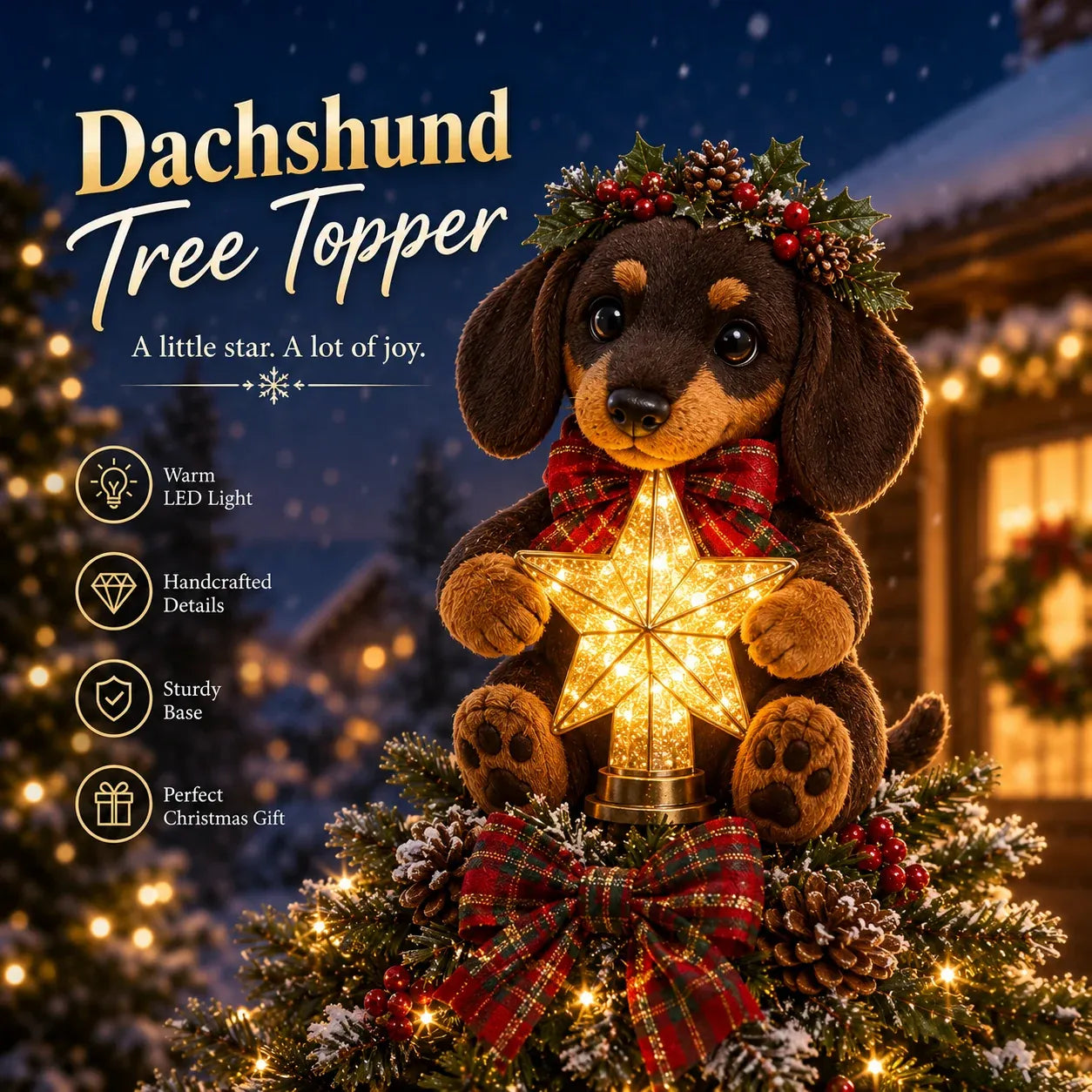 🐶✨ Cheerful Puppy Christmas Tree Topper