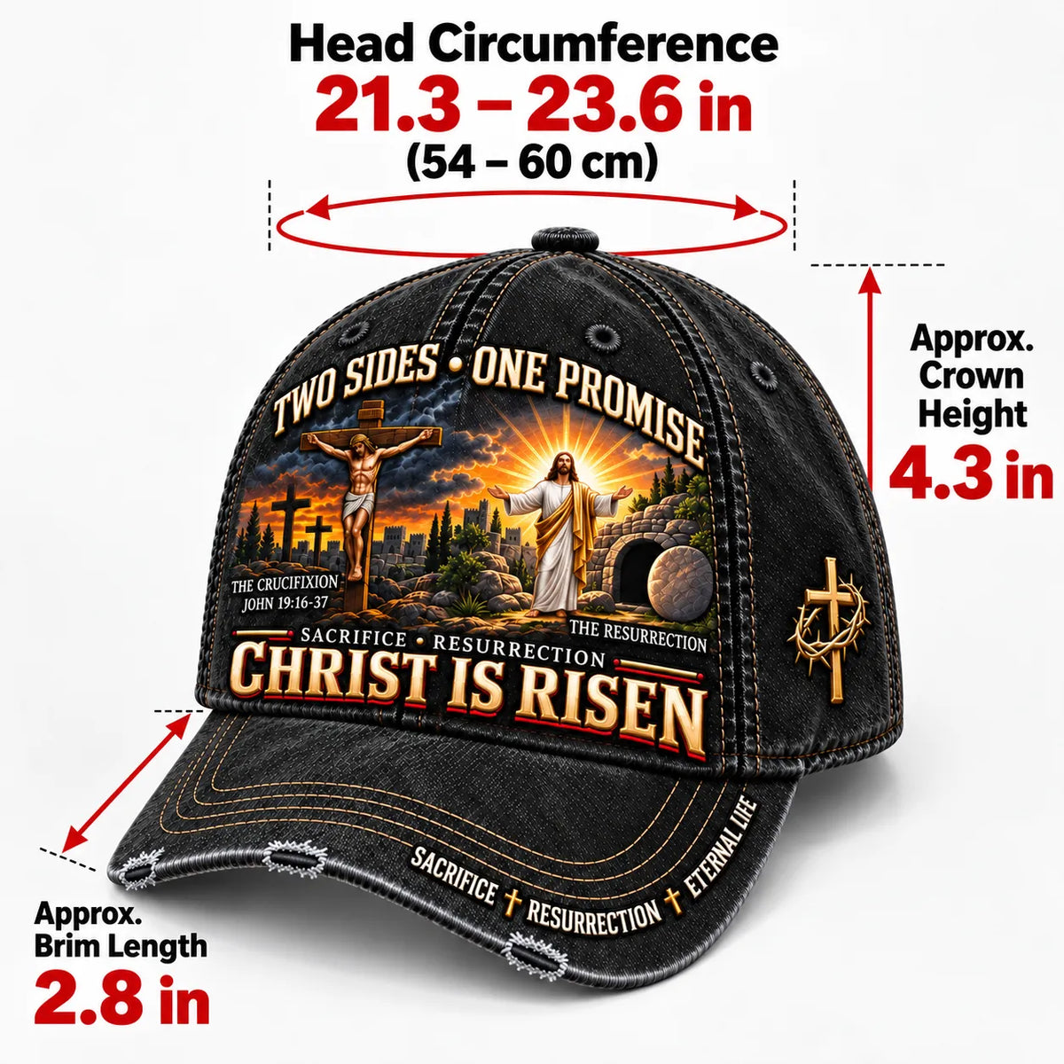 🔥Last Day 50% OFF ✝️ Christ Is Risen Two Sides One Promise Baseball Cap