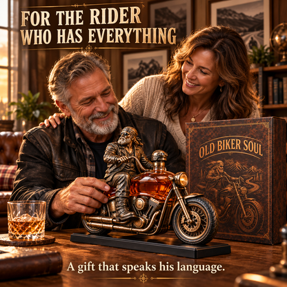 Old Biker Soul Motorcycle Whiskey Decanter