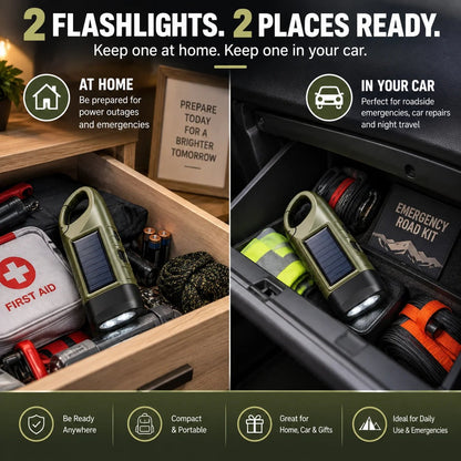 🔥HOT SALE🔥Solar Hand Crank Emergency Flashlights – USB-C Rechargeable Outdoor Lights