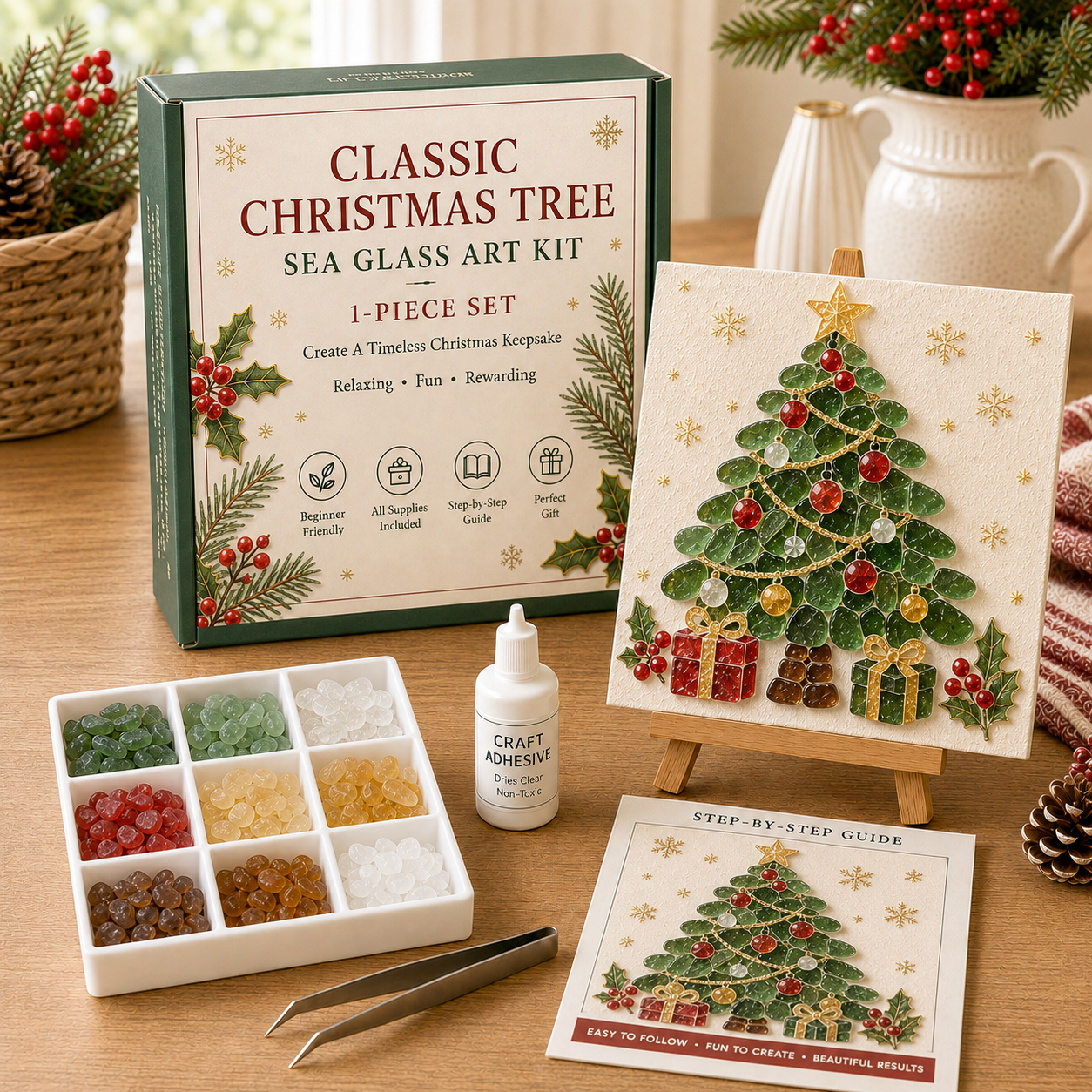 🎄 Christmas Sea Glass Art Kit