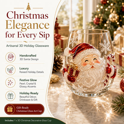🎄✨ 3D Christmas Glass Art Cup