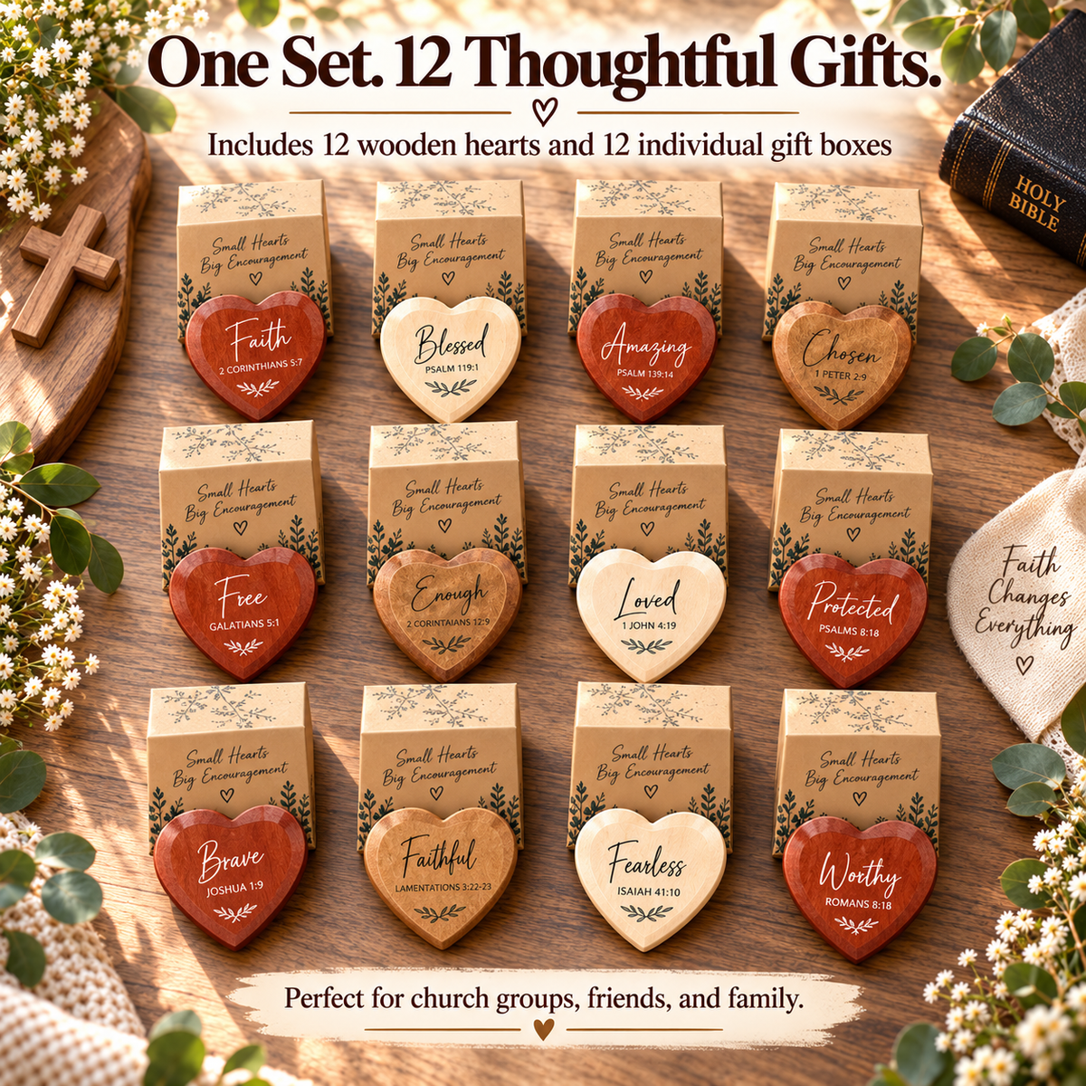 Christian Pocket Heart Gift Set – 12 Meaningful Gifts of Faith & Encouragement