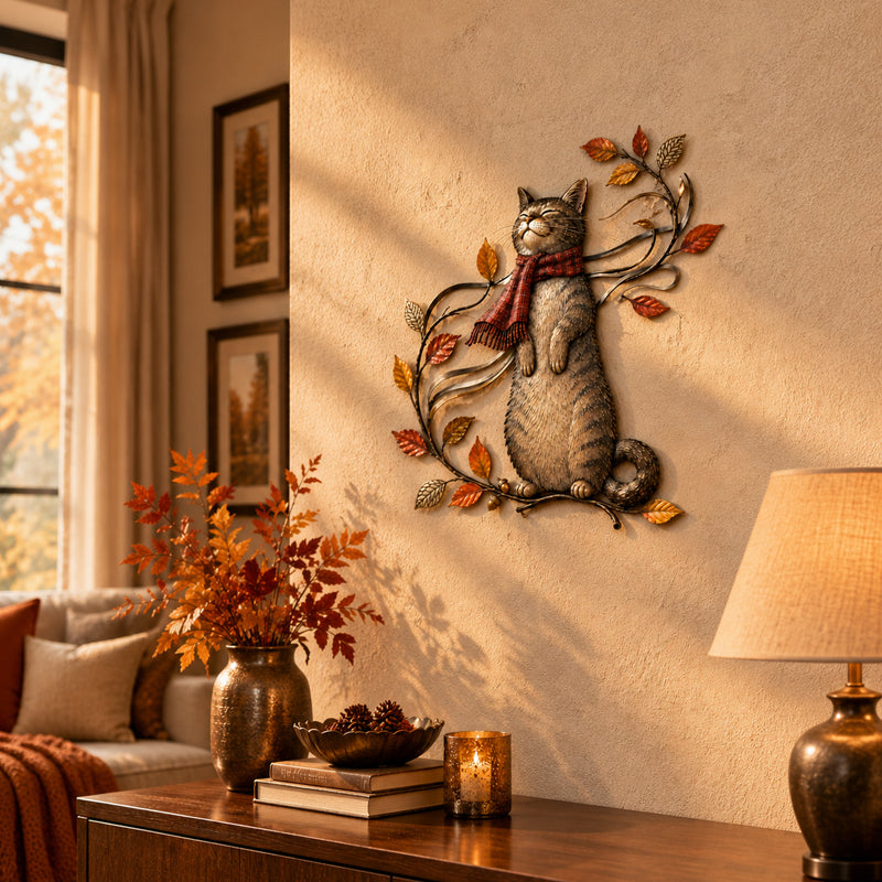 🐱Autumn Cat Metal Wall Decor – Swinging & Standing Cat Designs🍂🐈