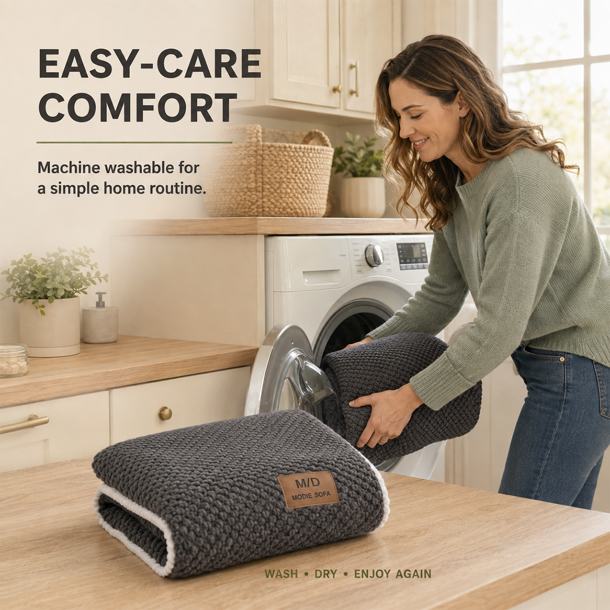 Removable Sofa Cover, Non-Slip Polyester